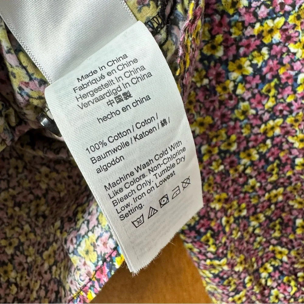 J. Crew Cinched-Waist Organic Cotton Top Liberty Fabric Busy Izzy Floral 12